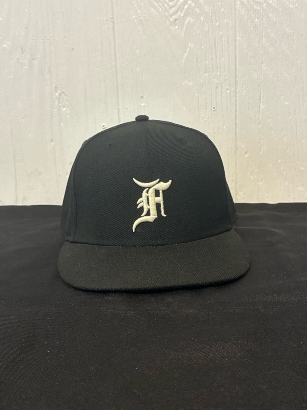 New Era Black Cap with Cream Gothic 'F' Logo
